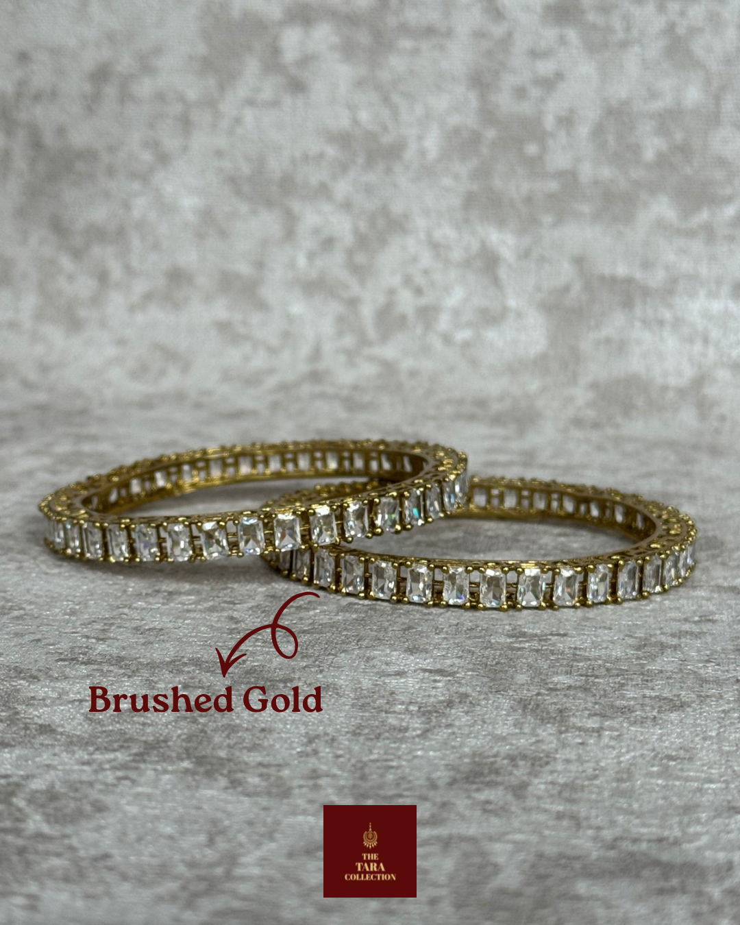 Gold Bangle Set of 2 - AD CZ - Size 2.6