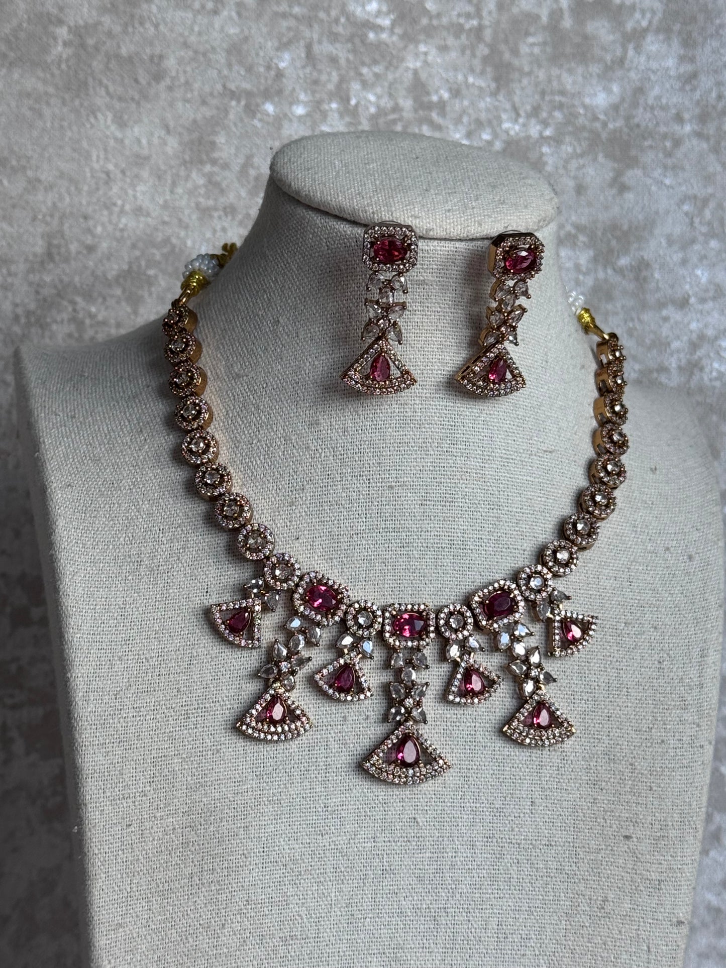 Gold Based American Diamond Necklace Set | The Tara Collection