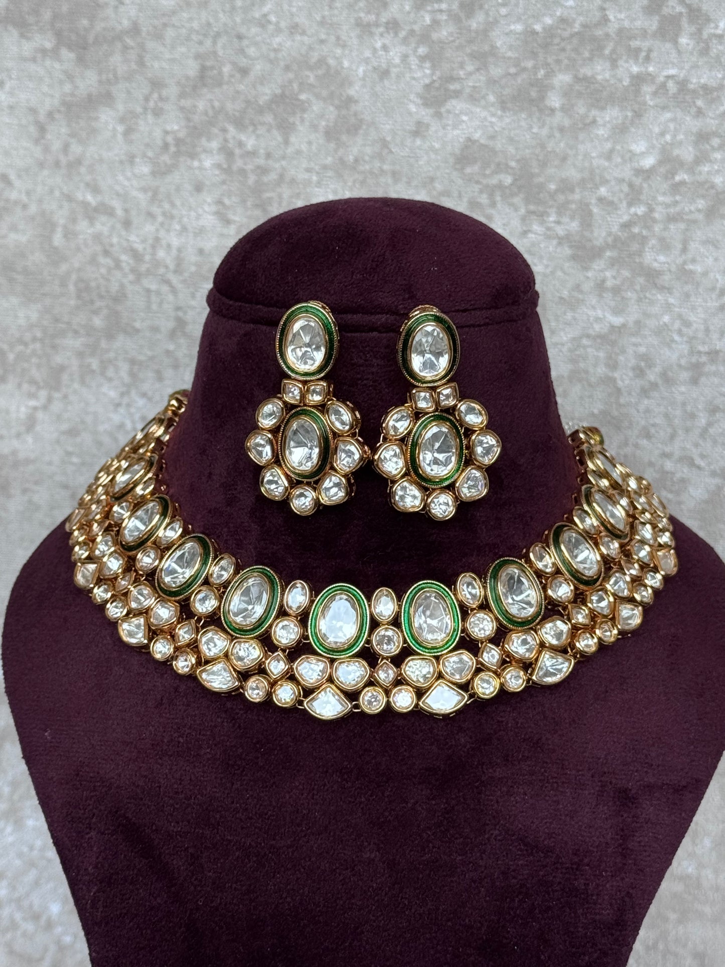 Green Meenakari Kundan Necklace Set | The Tara Collection