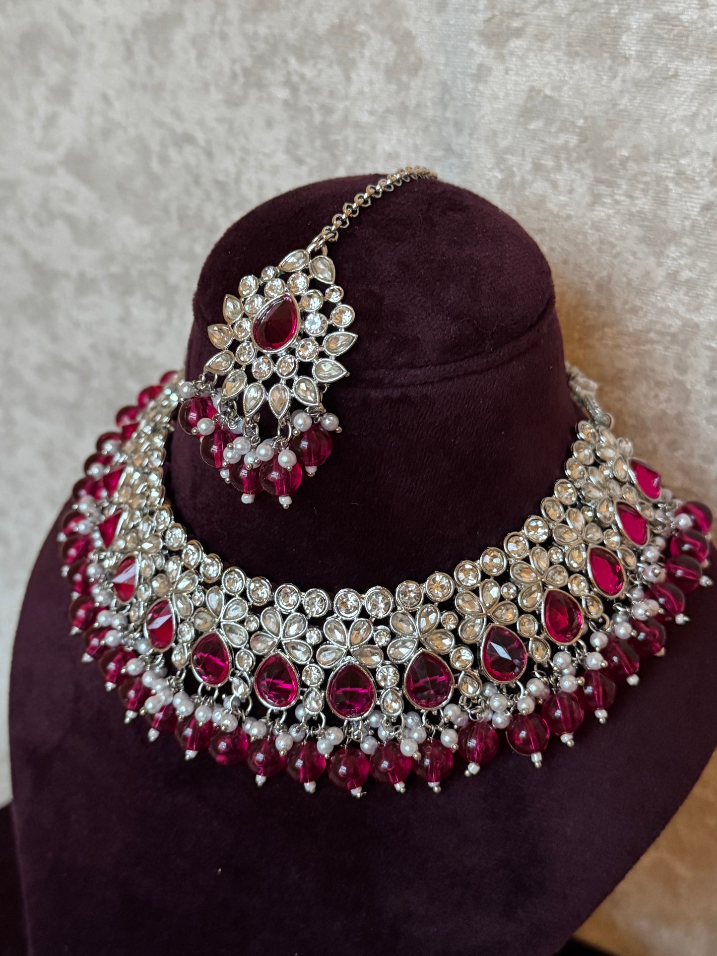 Silver Necklace Set | Necklace, Earrings, Tikka