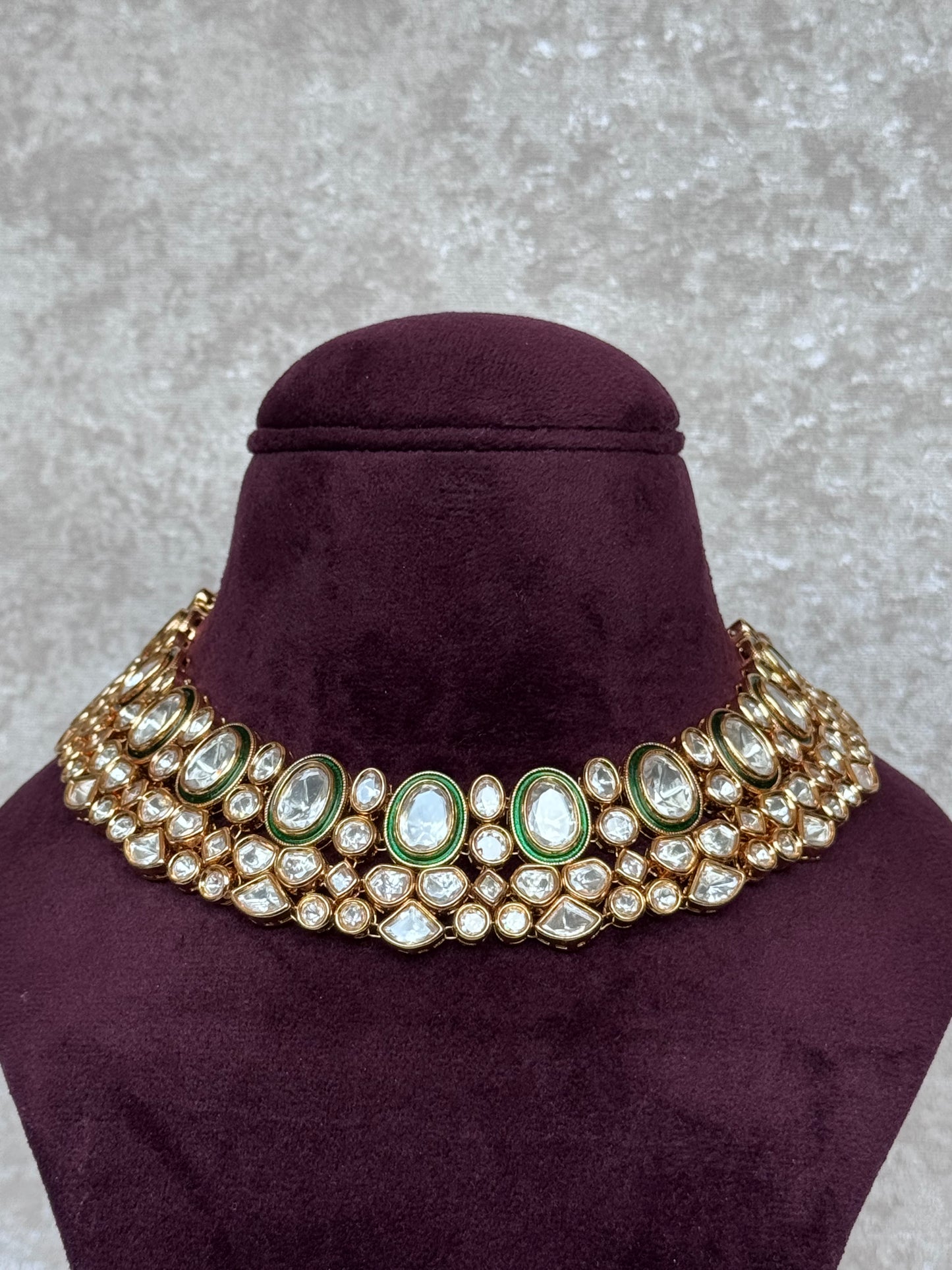 Green Meenakari Kundan Necklace Set | The Tara Collection