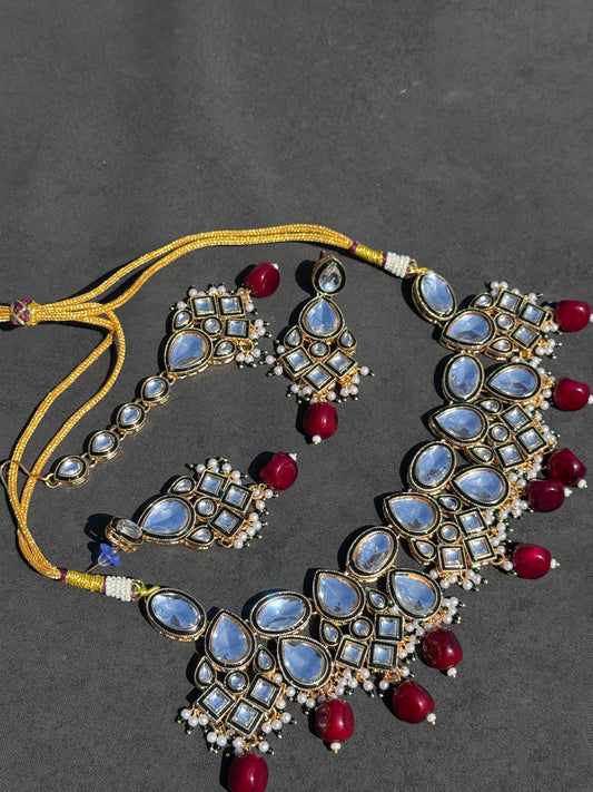 Kundan Style Necklace Set with Meenakari | The Tara Collection