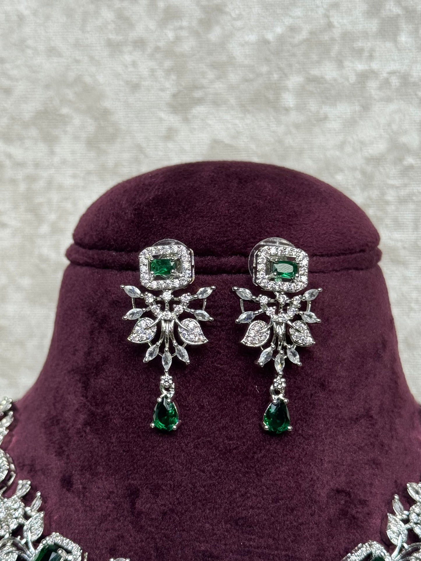 Leaf Design American Diamond Necklace Set | The Tara Collection