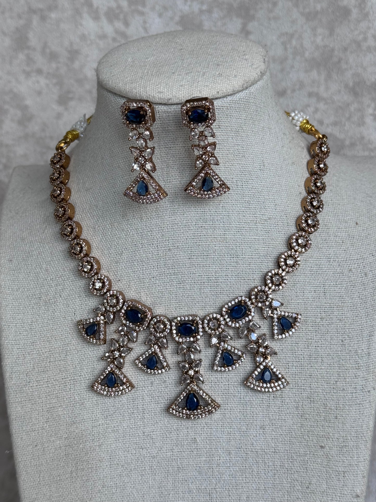 Gold Based American Diamond Necklace Set | The Tara Collection
