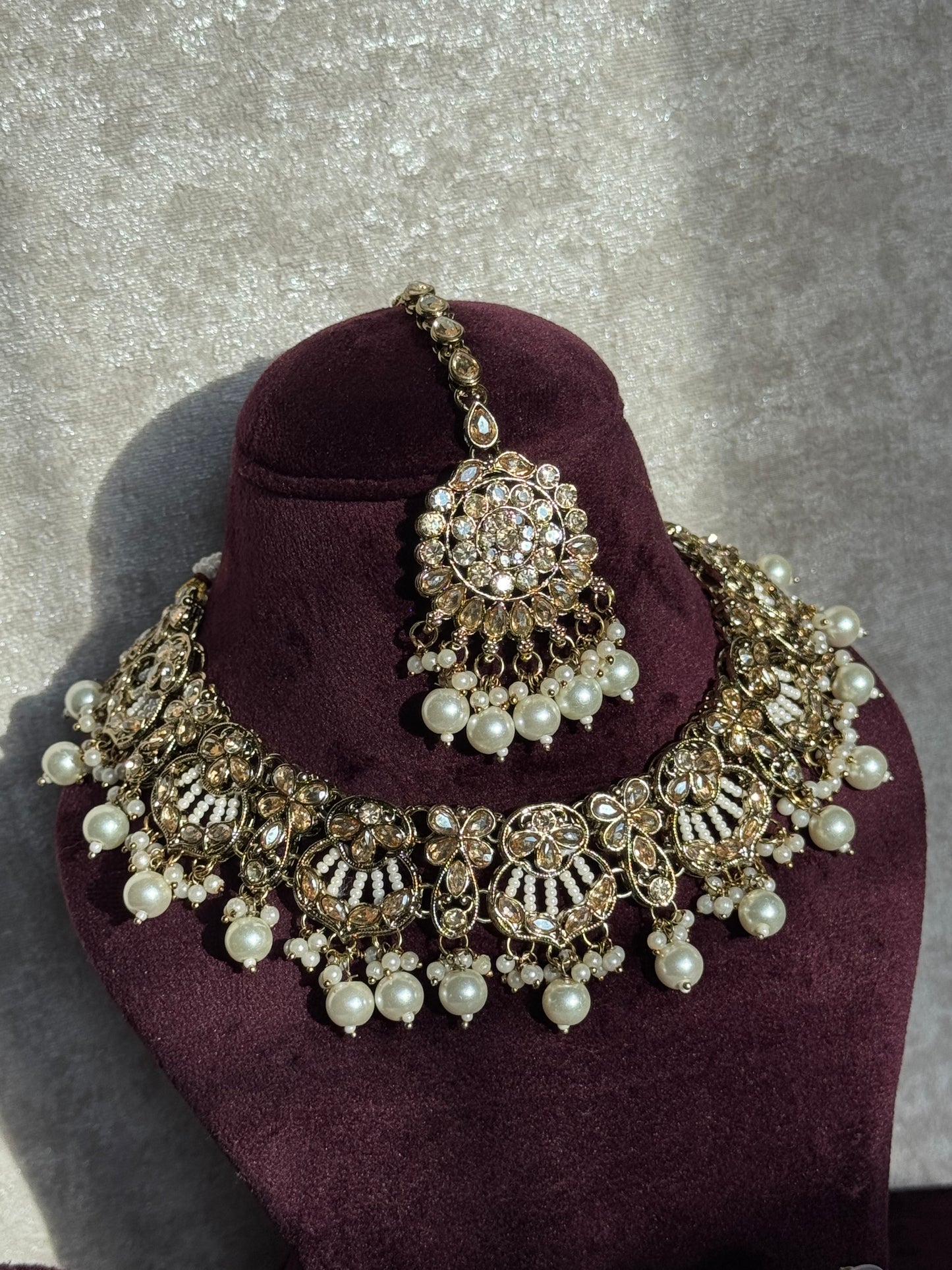 Crystal Beaded Set | Jhumka Earrings & Tikka