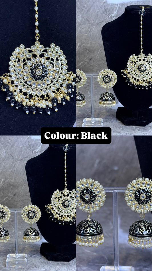 Hand Painted Meenakari Tikka Set | The Tara Collection