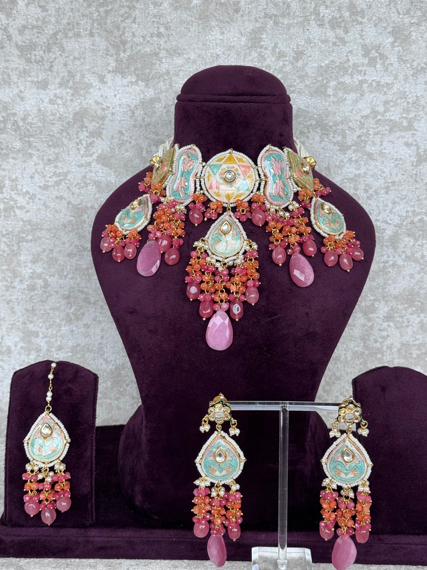 Meenakari Statement Necklace Set | The Tara Collection