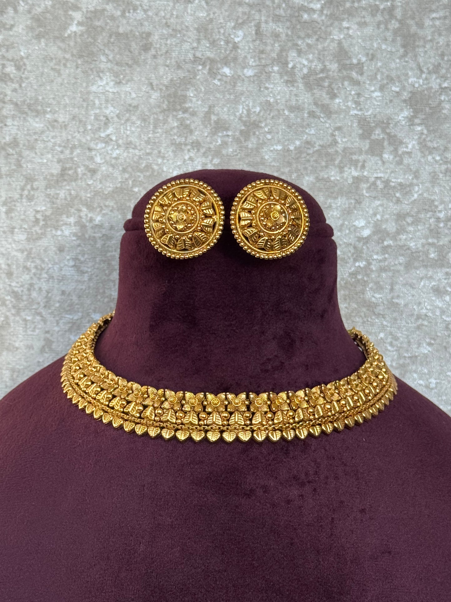 Classic Matte Gold Plated Necklace Set