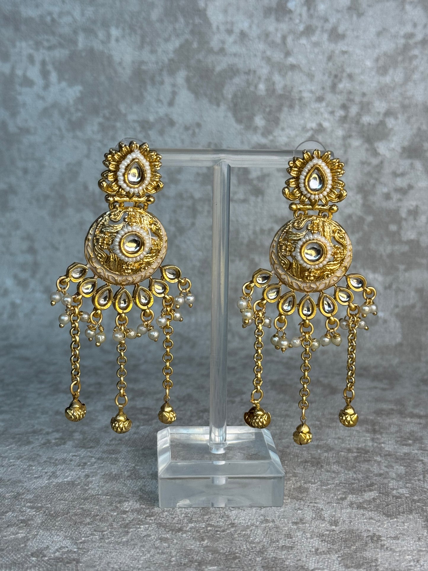 Ghungroo Drop Earrings with Meenakari