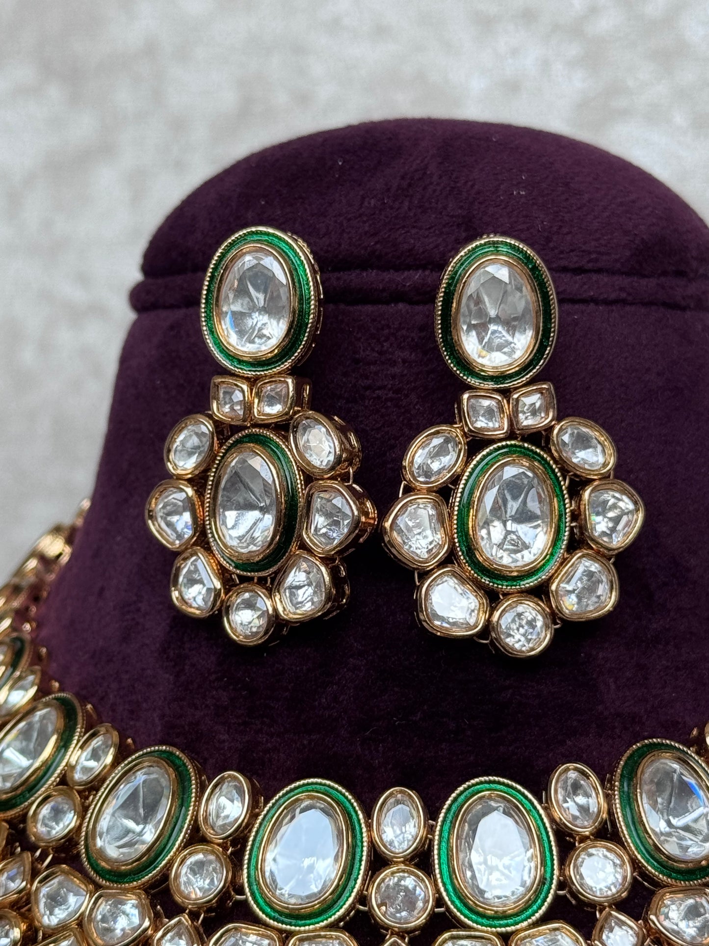 Green Meenakari Kundan Necklace Set | The Tara Collection