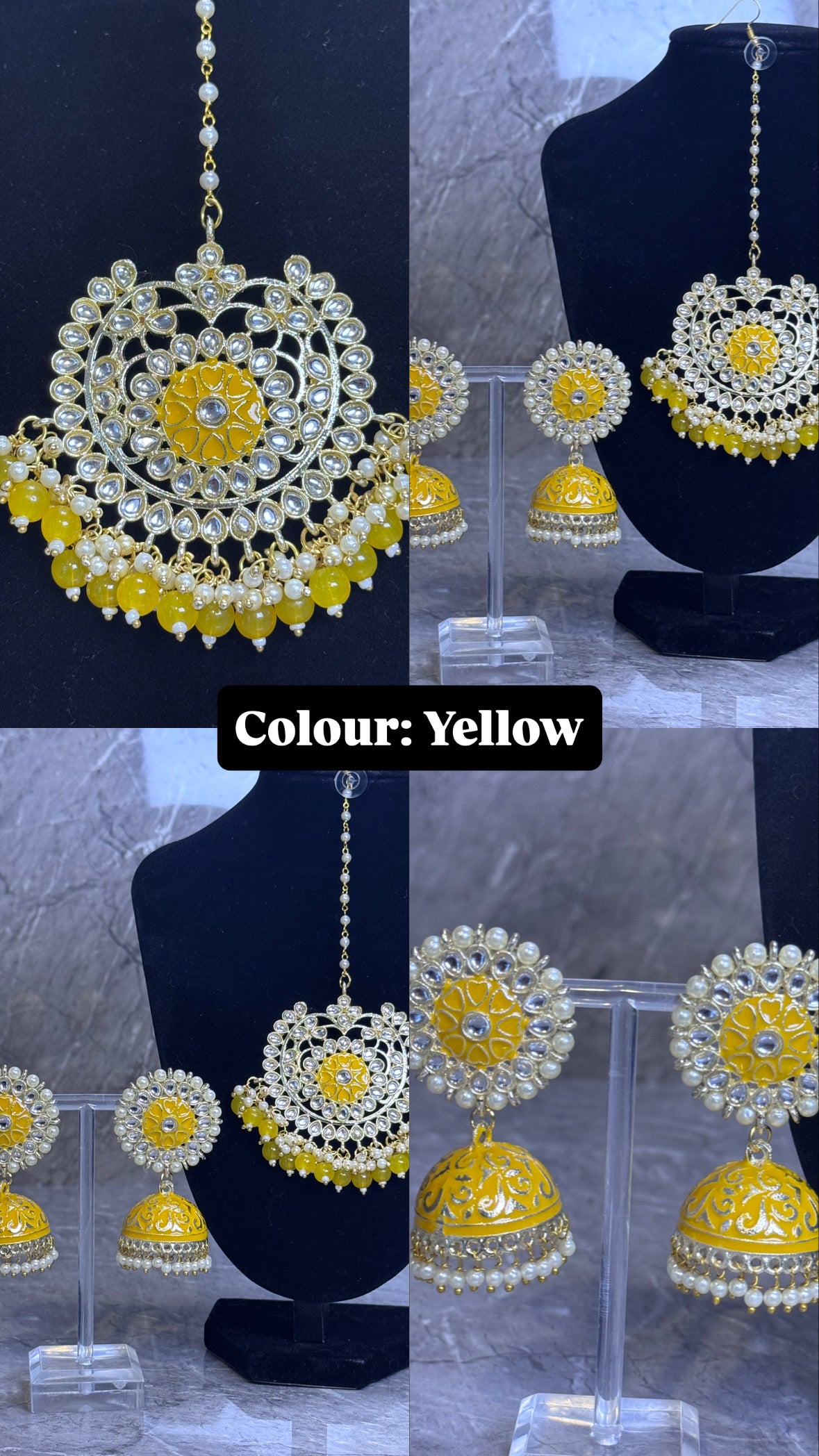 Hand Painted Meenakari Tikka Set | The Tara Collection