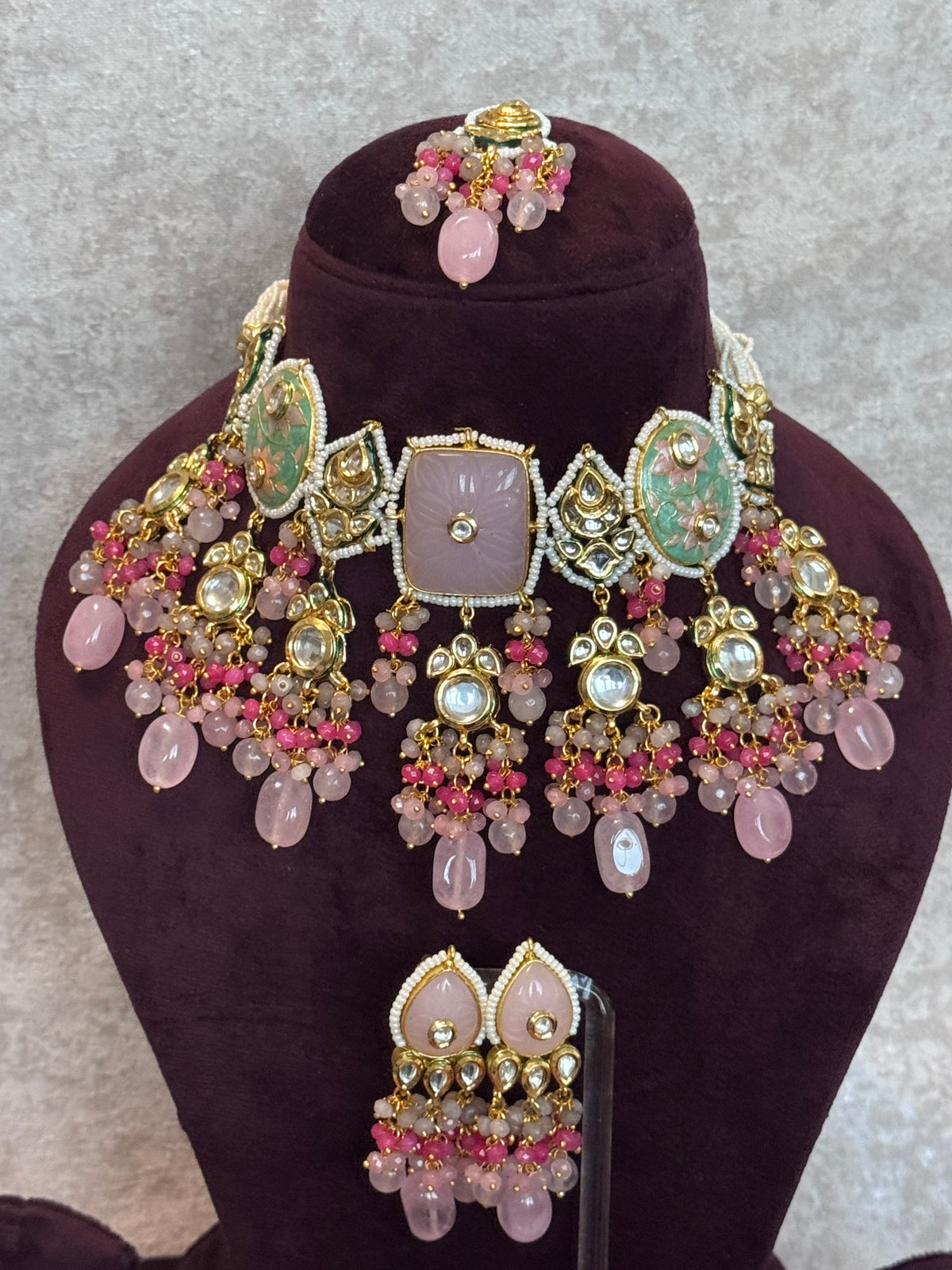 Ishani - Statement Meenakari & Kundan Necklace Set | The Tara Collection