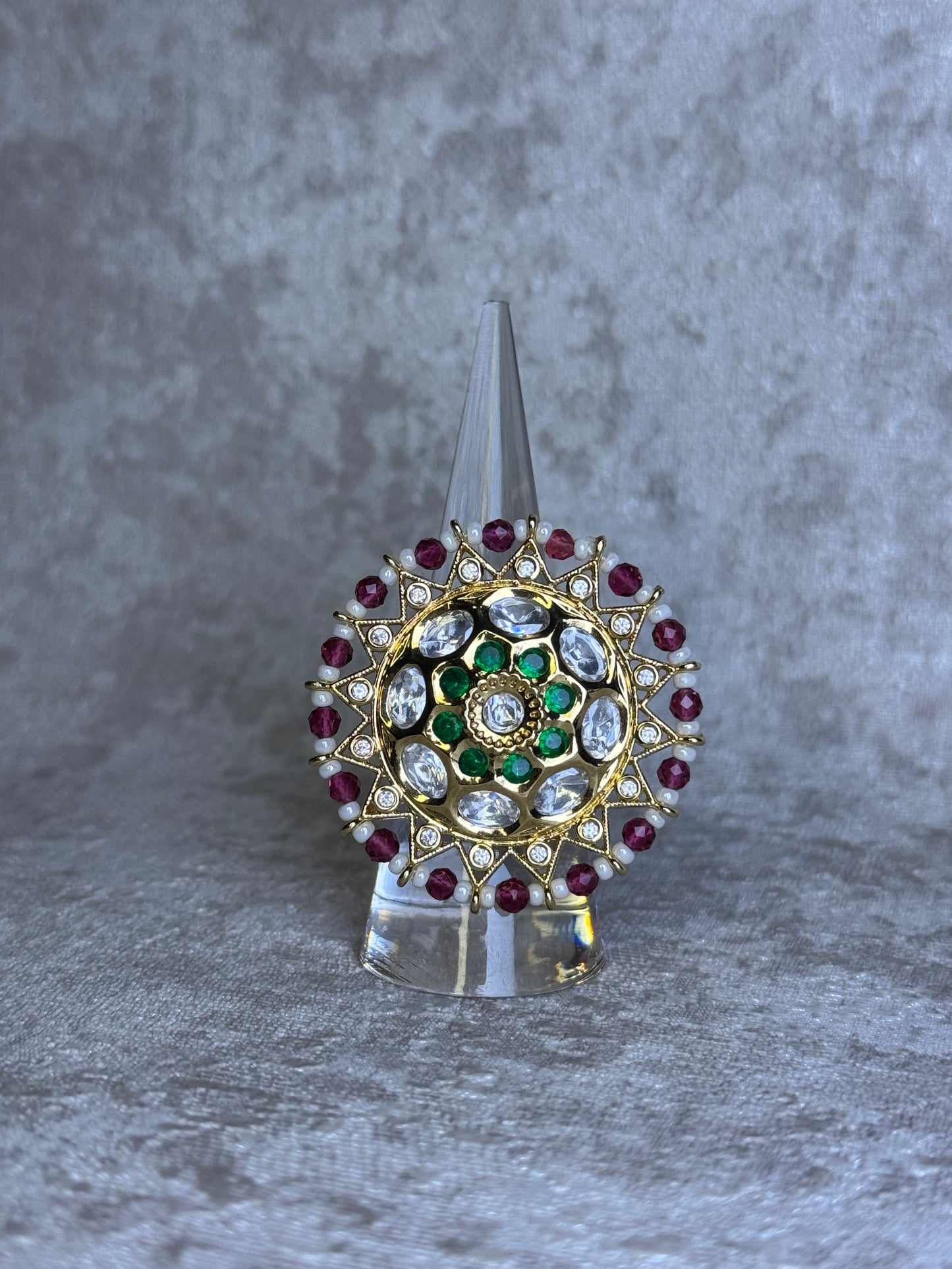 Kundan Round Adjustable Ring