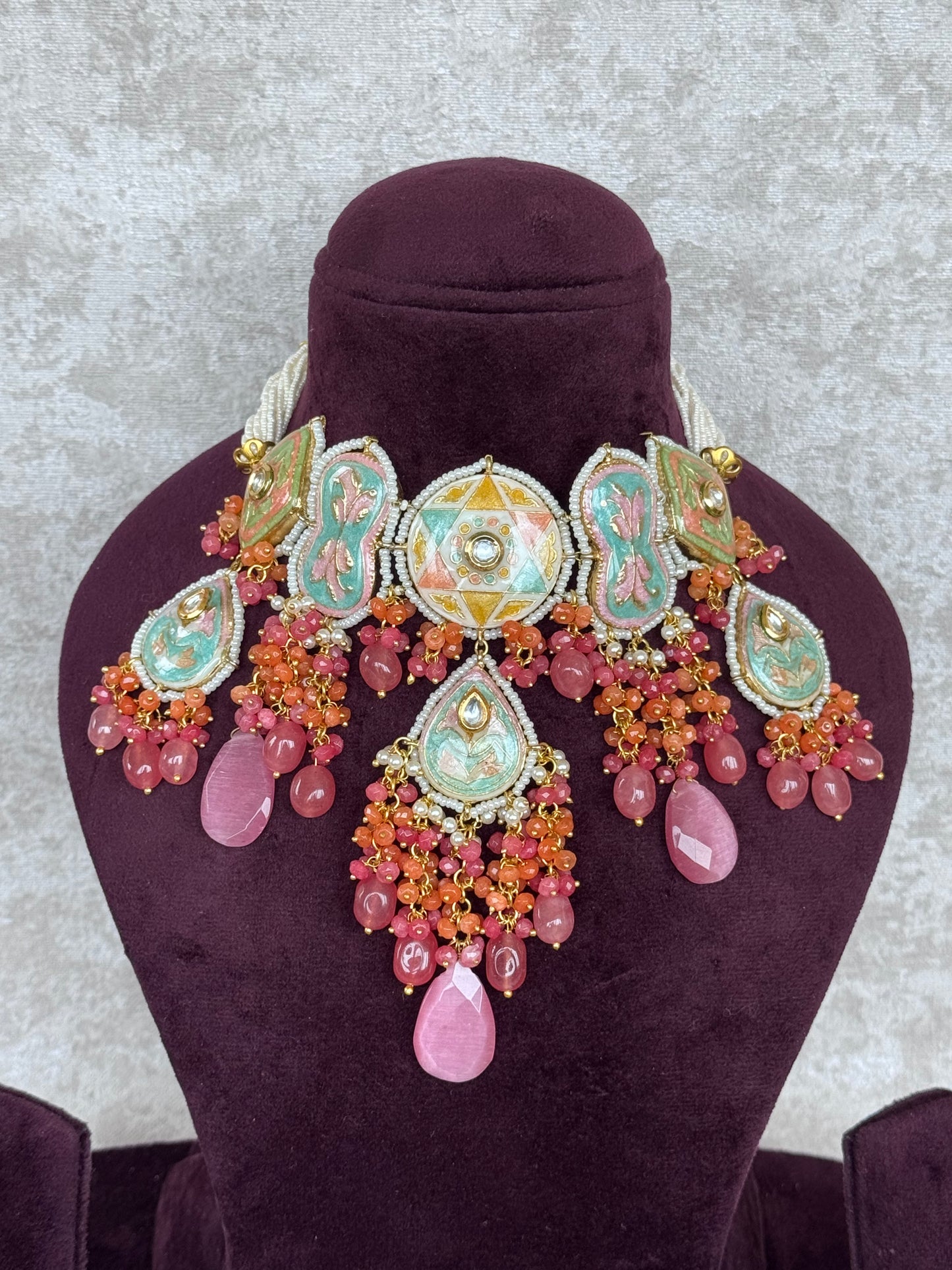 Meenakari Statement Necklace Set | The Tara Collection