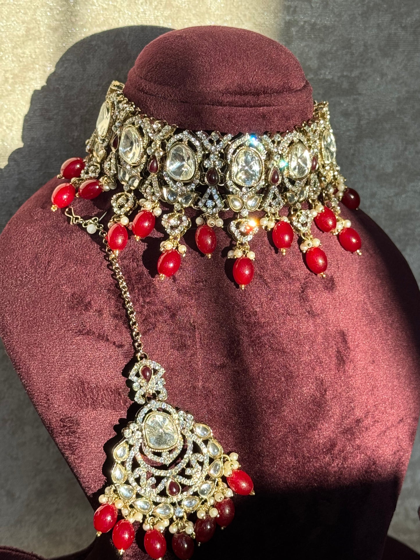 Kundan & Beaded Choker Set | Necklace, Earrings, Tikka