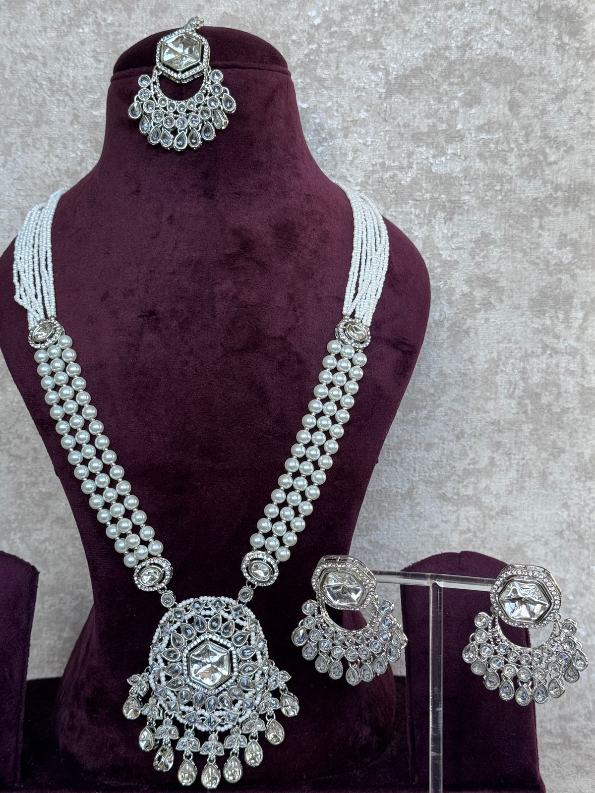 Rajvi - Pearl Long Necklace Set | The Tara Collection