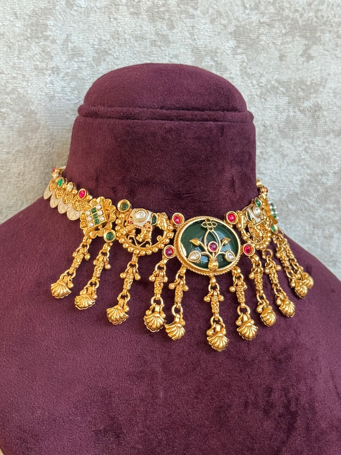 Heritage Necklace Set with Elephant Motif | Necklace & Earrings