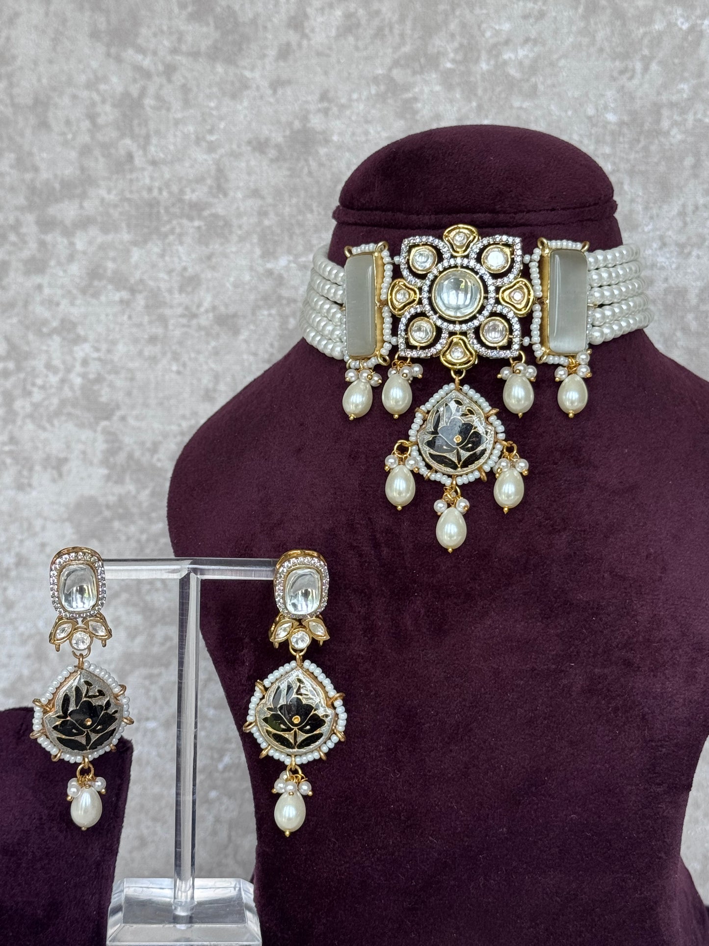 Pearl & Meenakari Choker Set | The Tara Collection