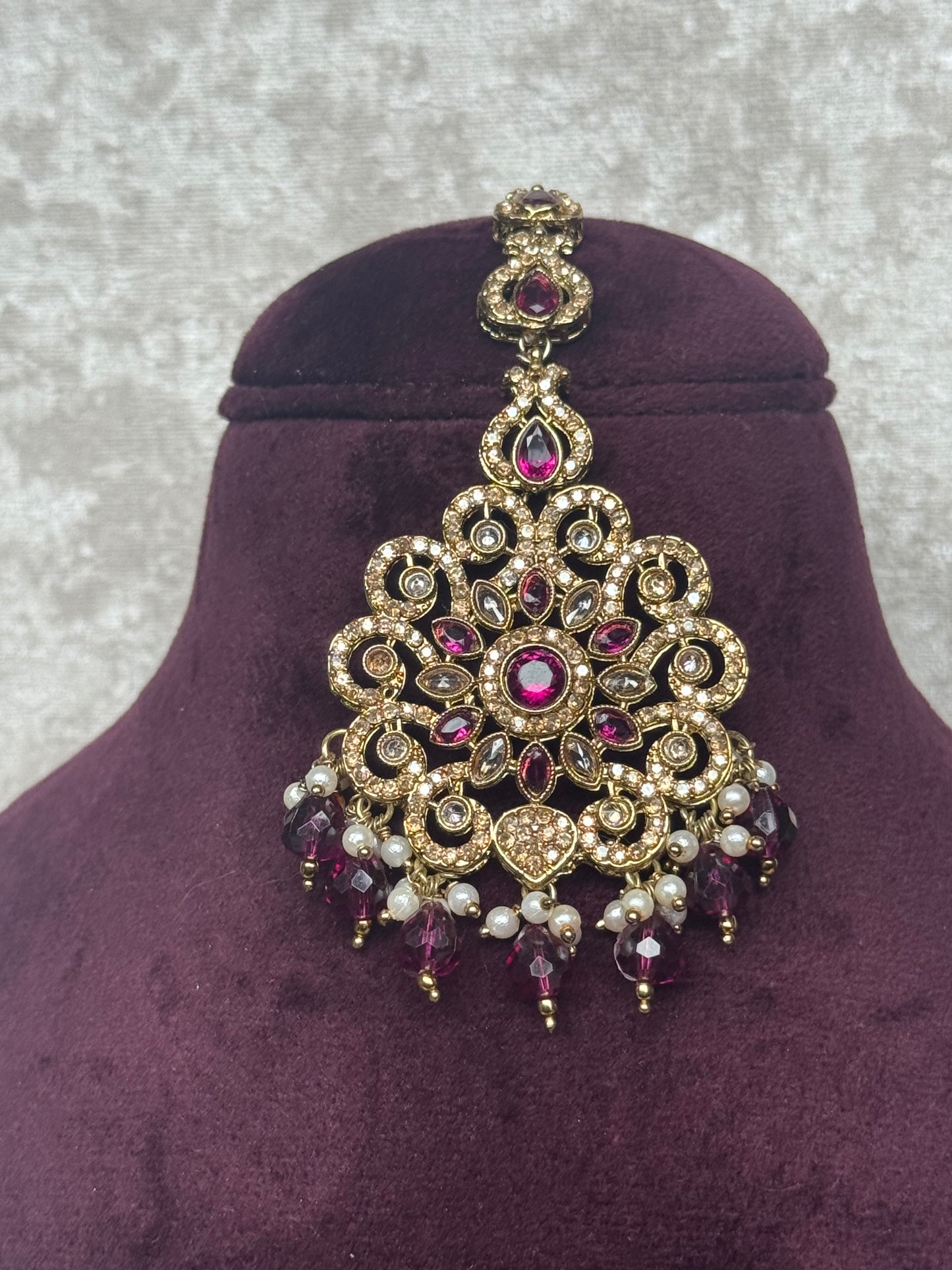 Polki Earring & Tikka Set with Attached Sahara | The Tara Collection