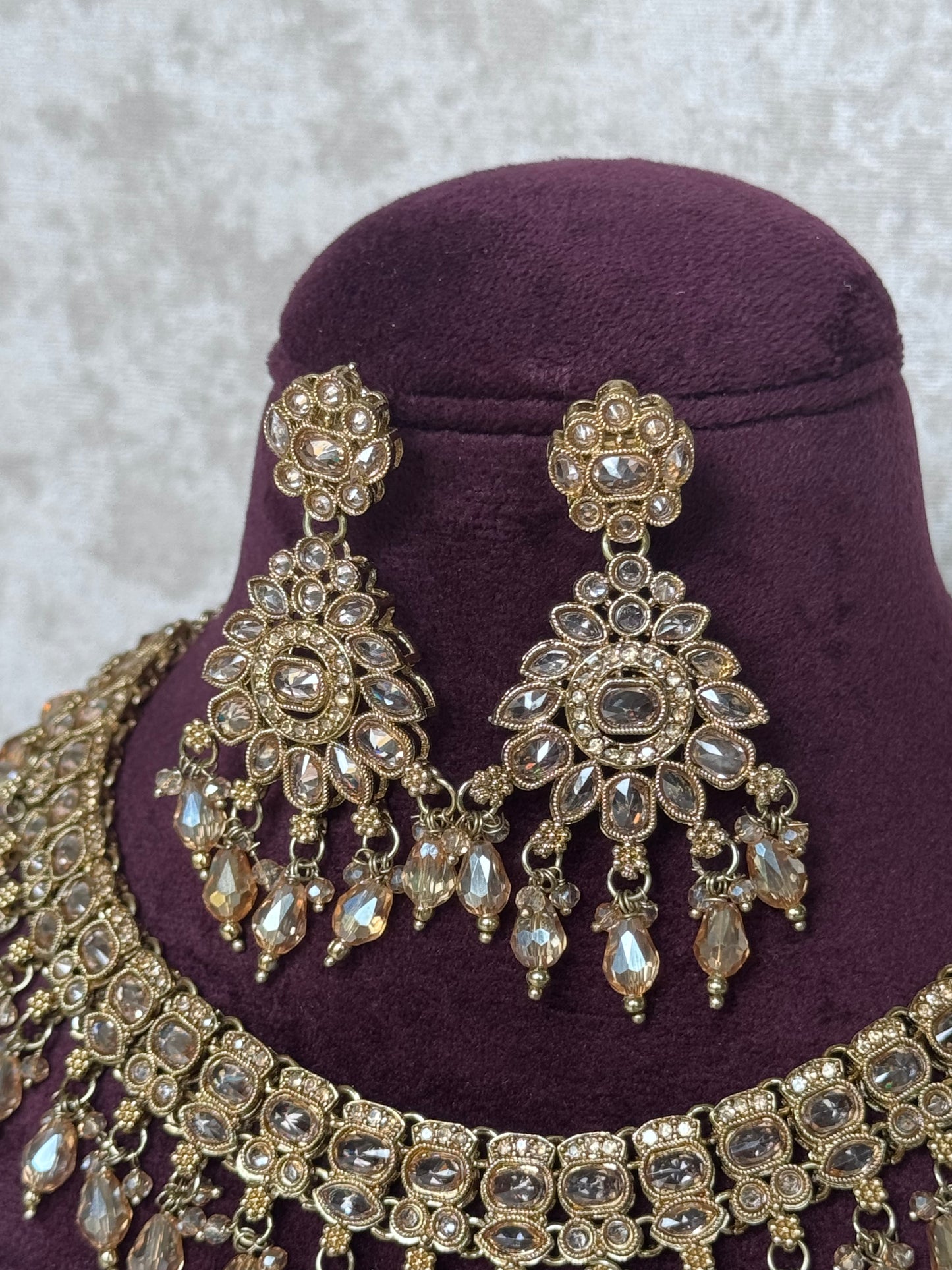 Champagne Gold Base Necklace Set | The Tara Collection
