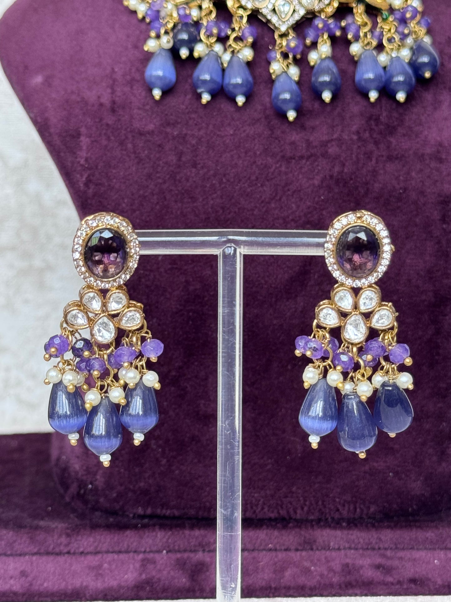 Purple Beaded Kundan Choker Set | The Tara Collection