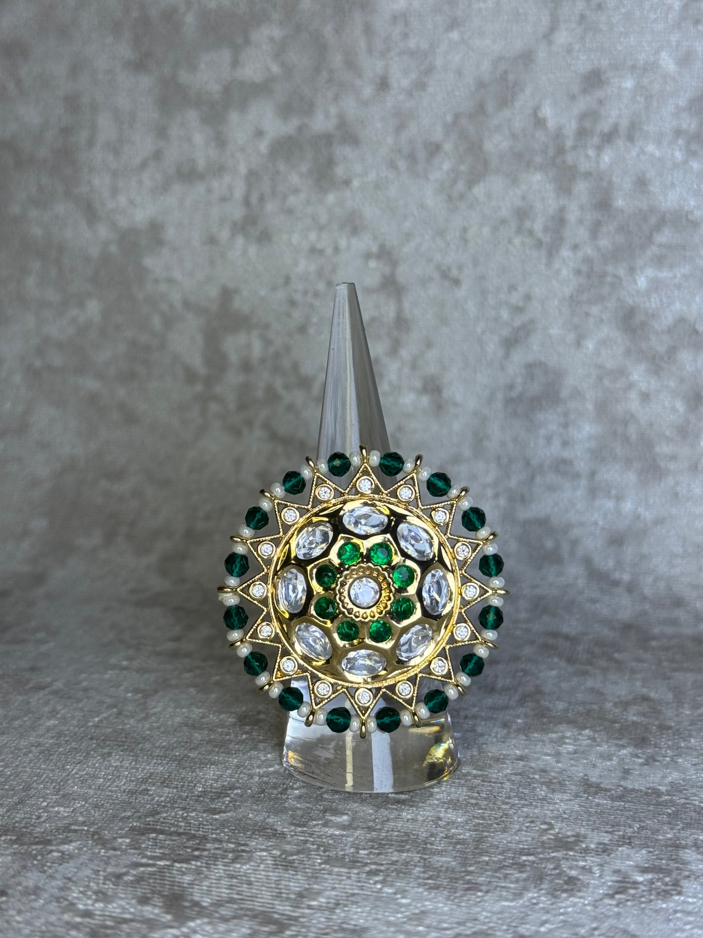 Kundan Round Adjustable Ring