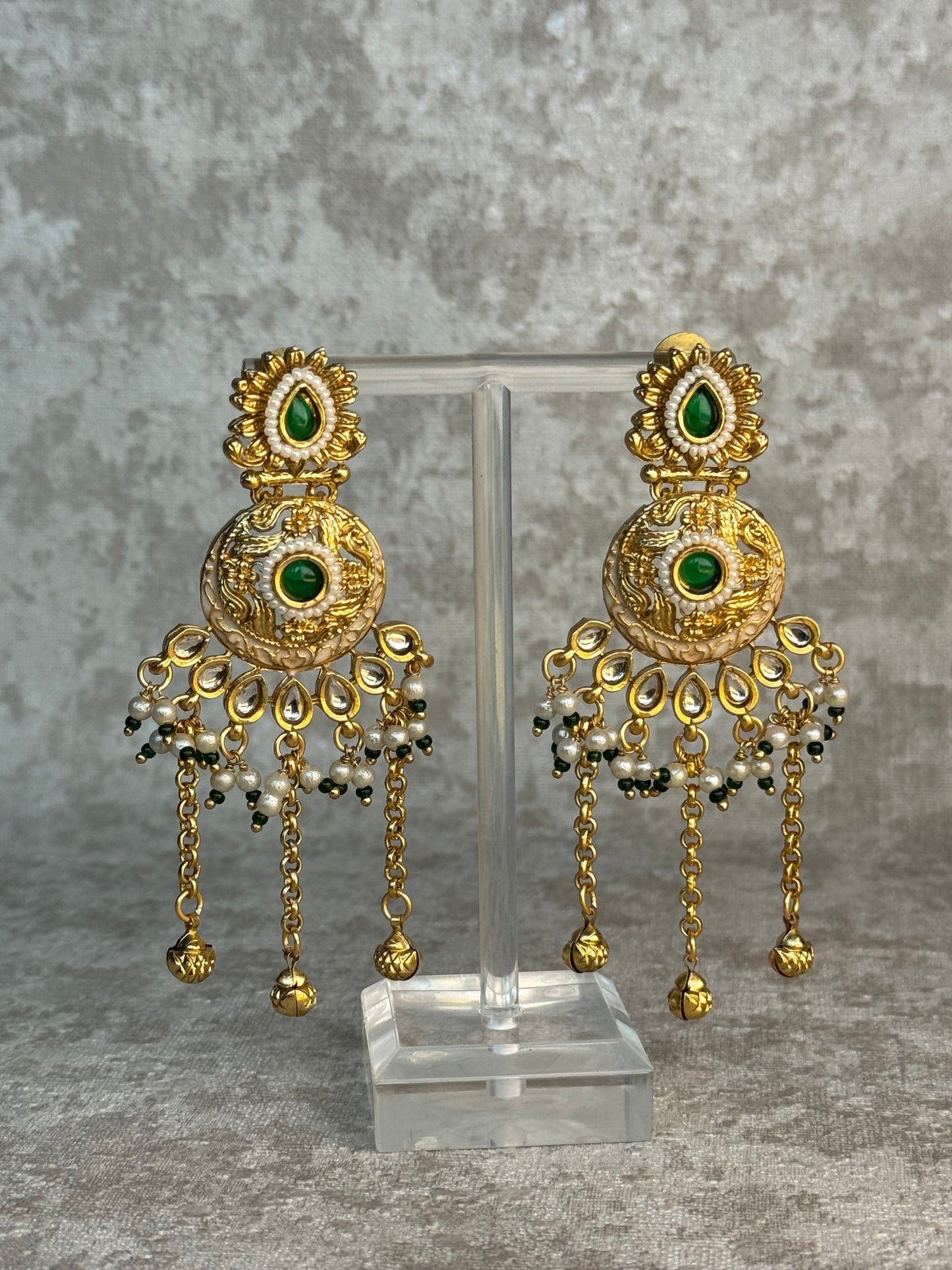 Ghungroo Drop Earrings with Meenakari