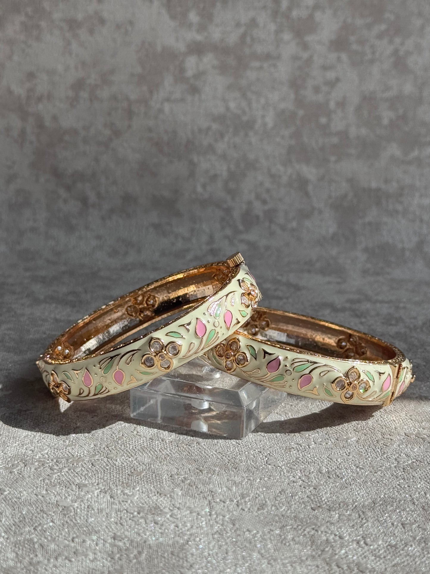 Meenakari Pastel Bangle Set of 2 | The Tara Collection