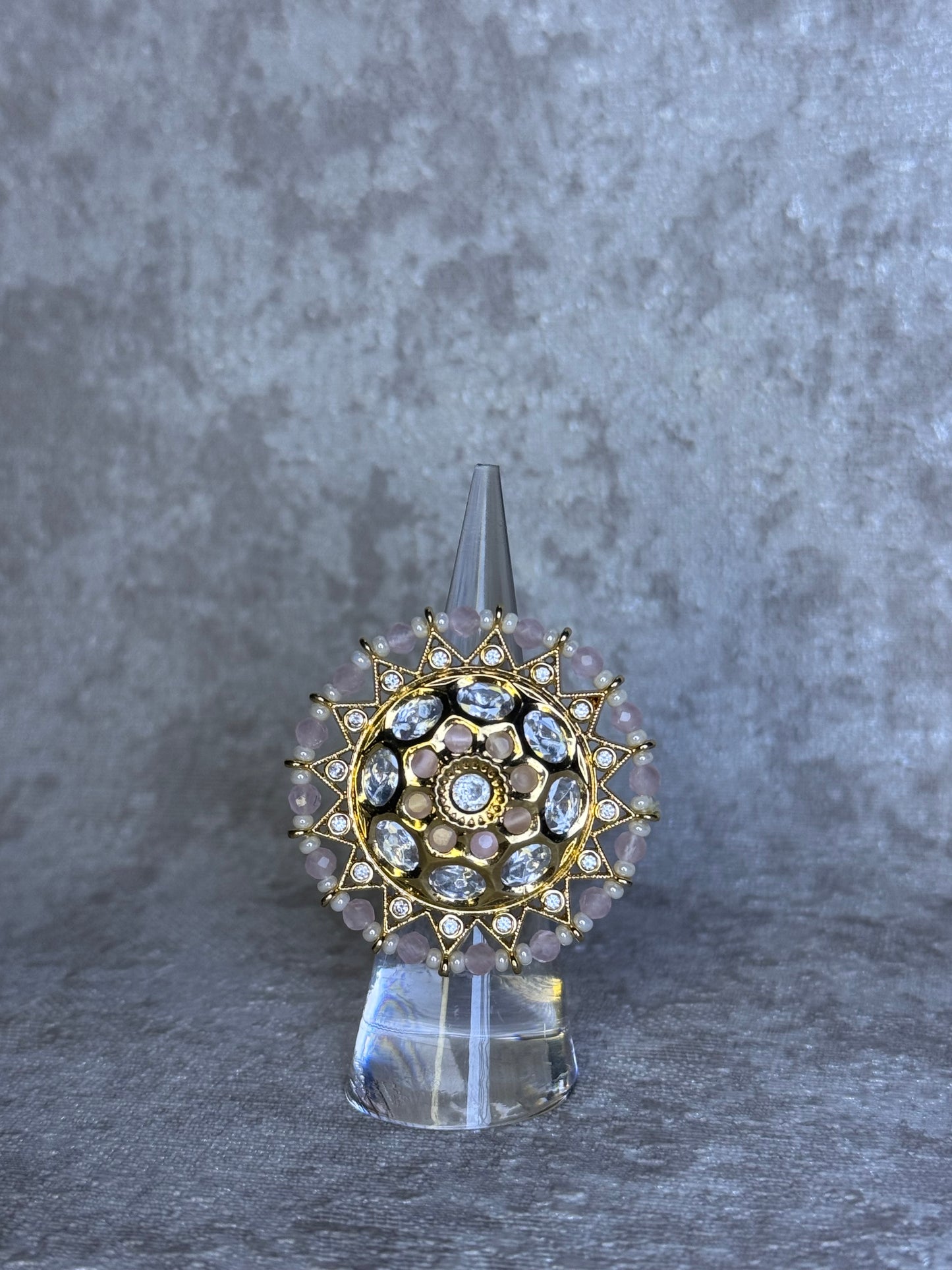 Kundan Round Adjustable Ring