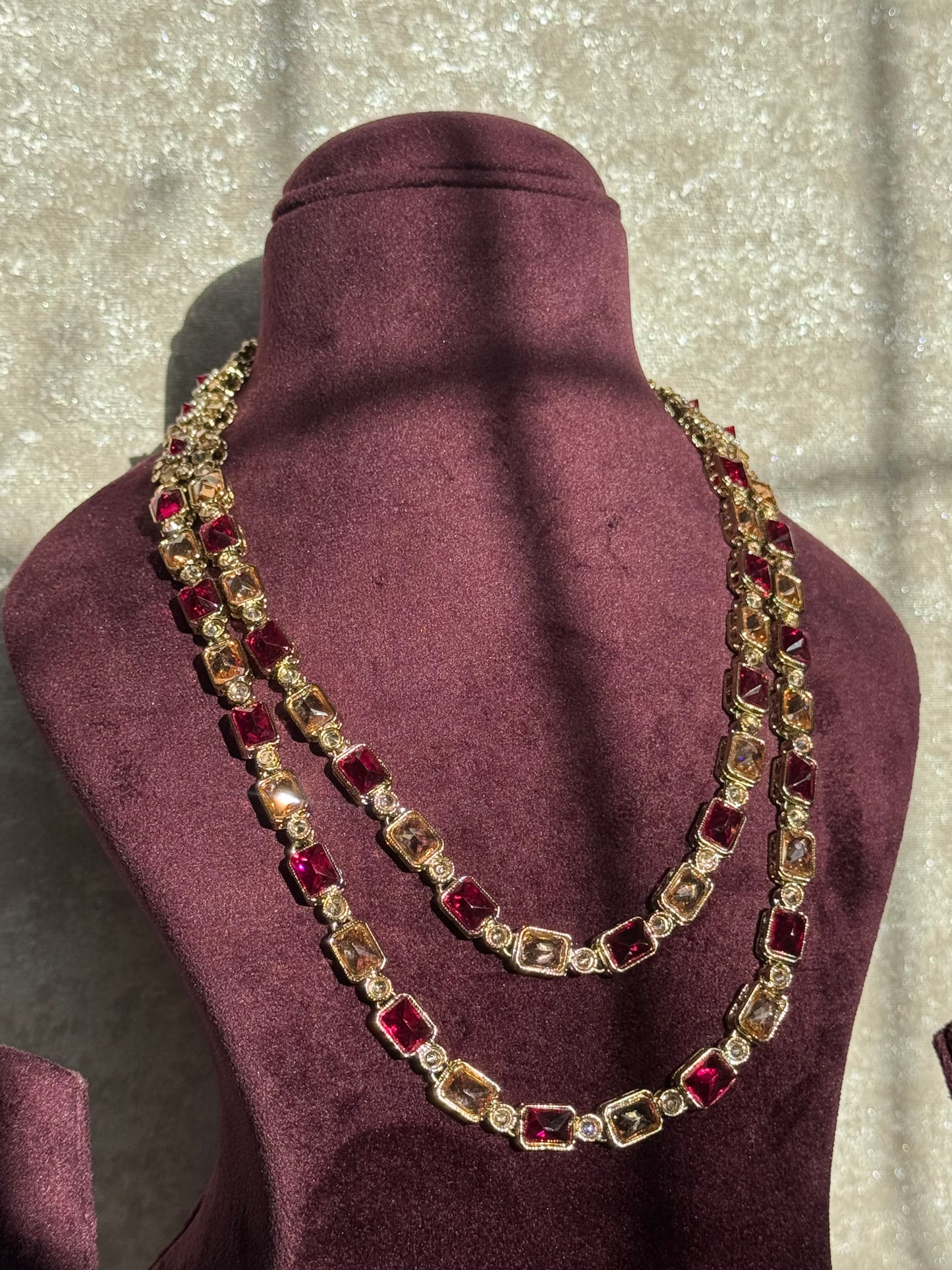 Double Layer Mala Necklace Set | Jhumka Earrings
