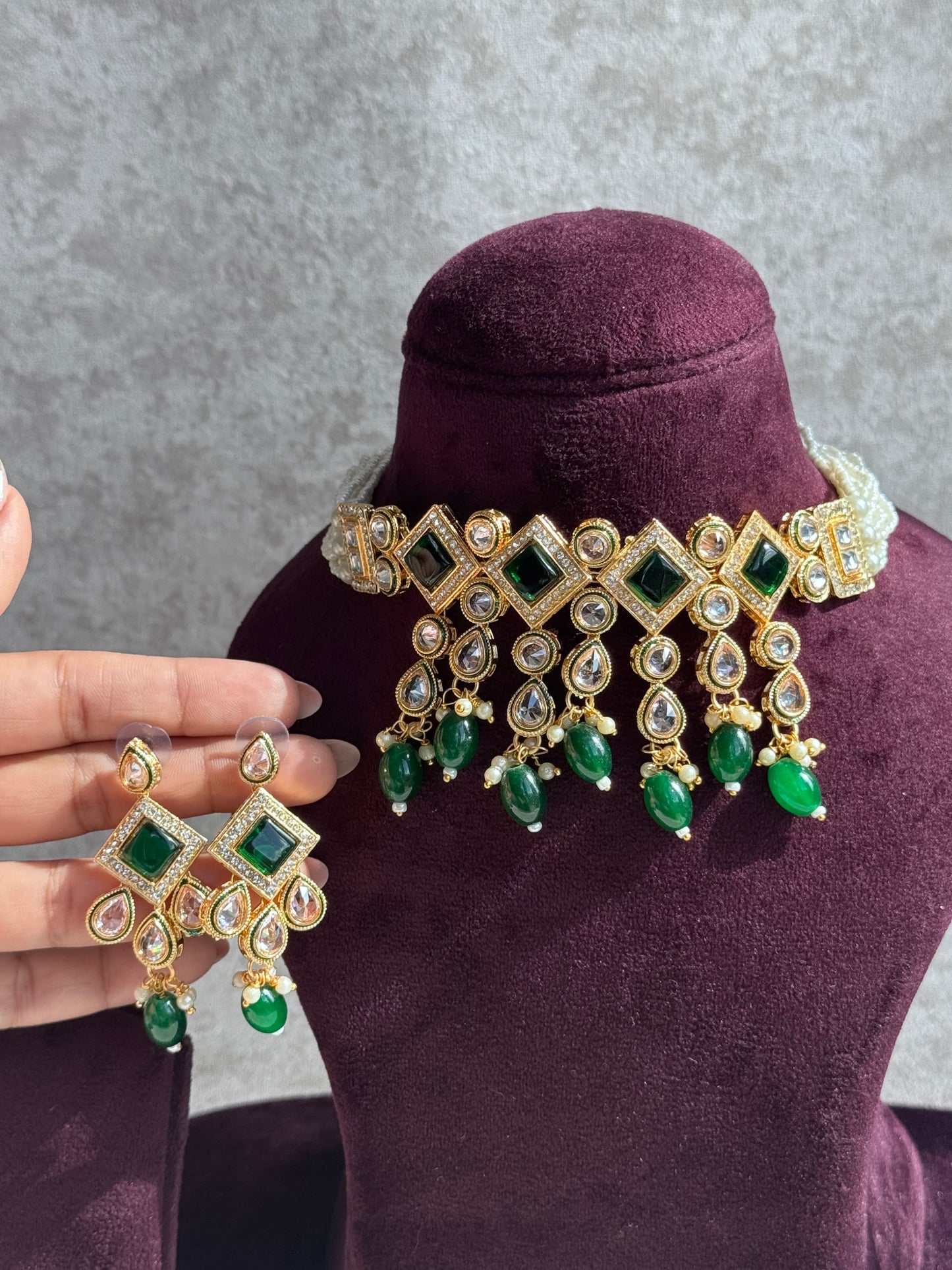Glass Stone Choker Sets | The Tara Collection