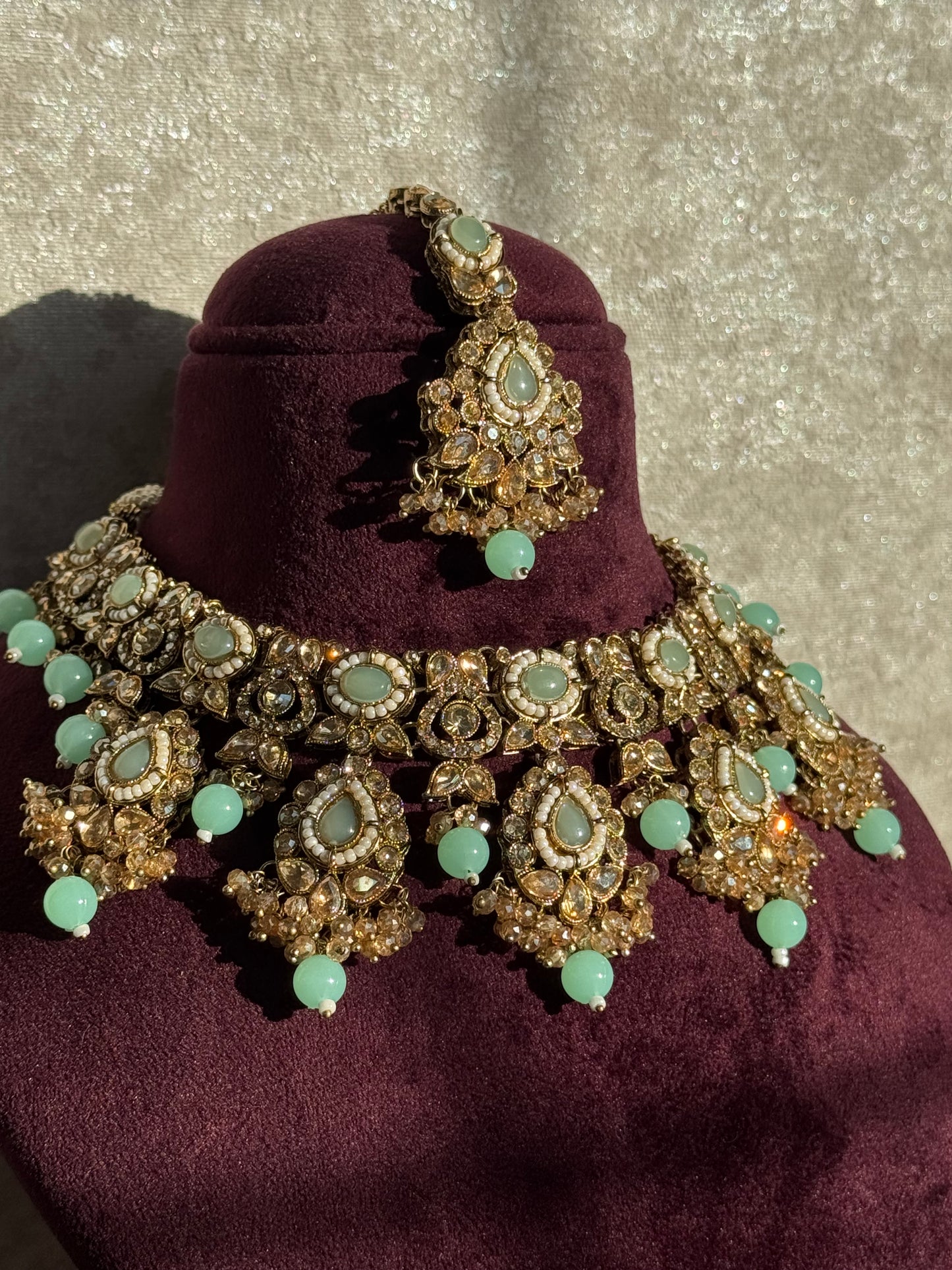 Polki Necklace Set | Necklace, Earrings & Tikka