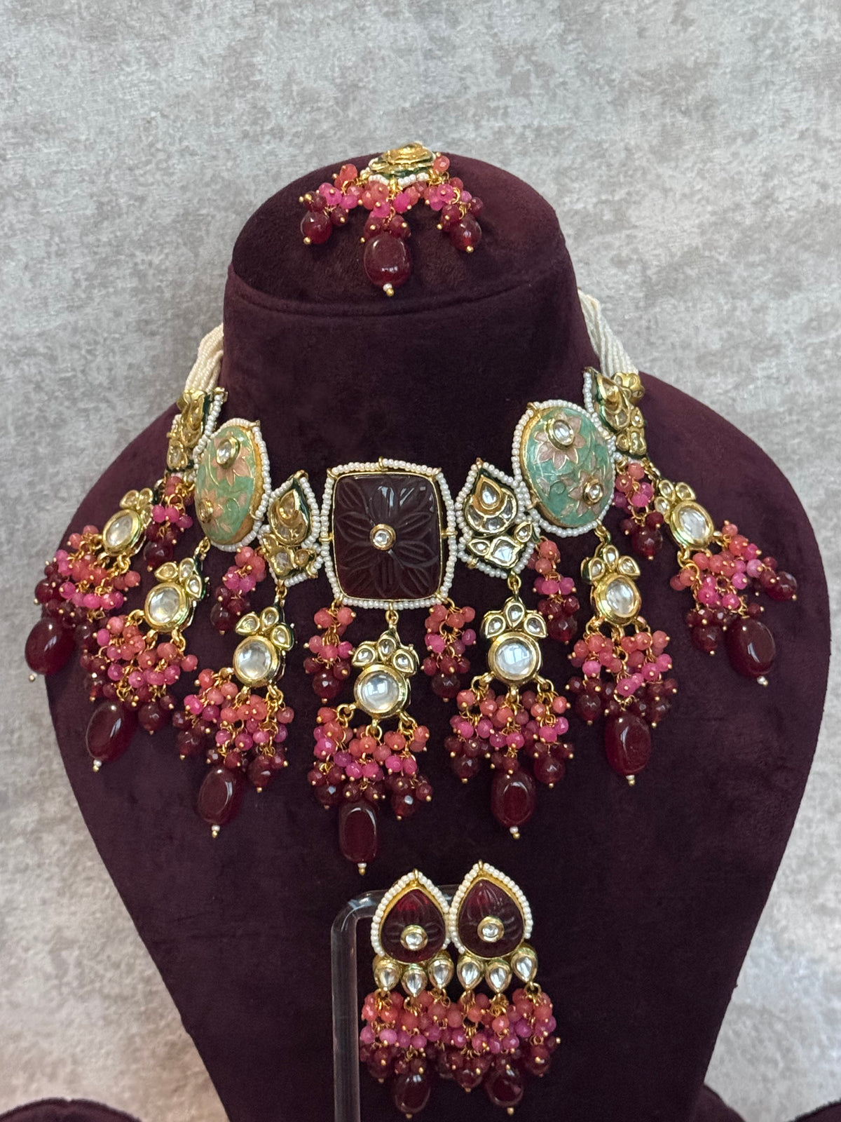 Ishani - Statement Meenakari & Kundan Necklace Set | The Tara Collection