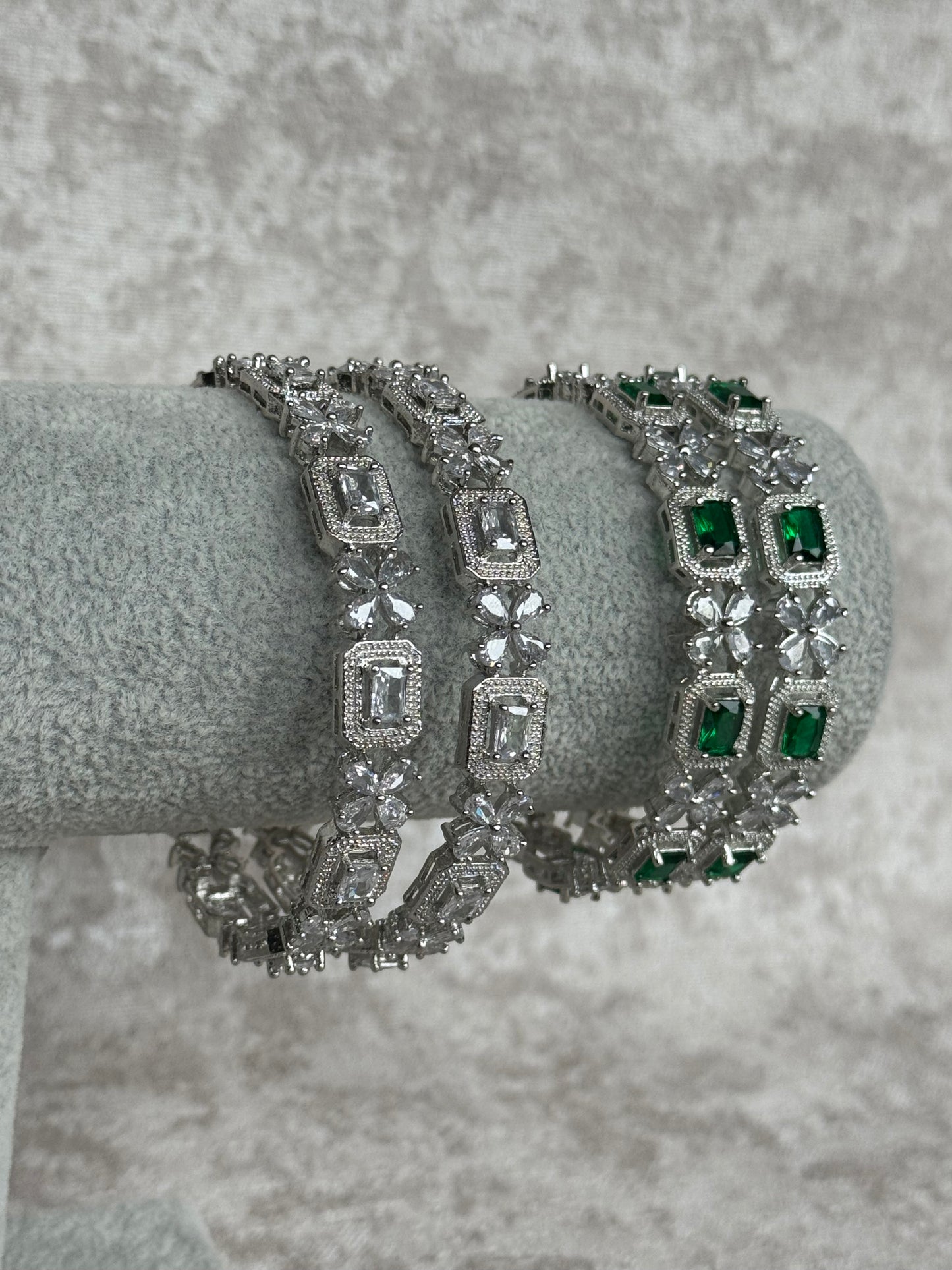AD Cubic Zirconia Bangles (set of 2)