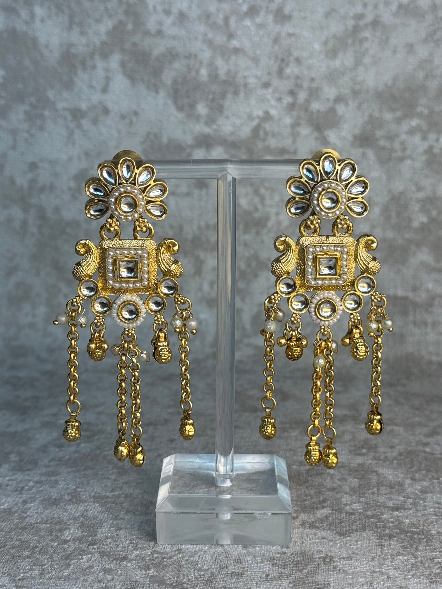 Heritage Square Ghungroo Drop Earrings