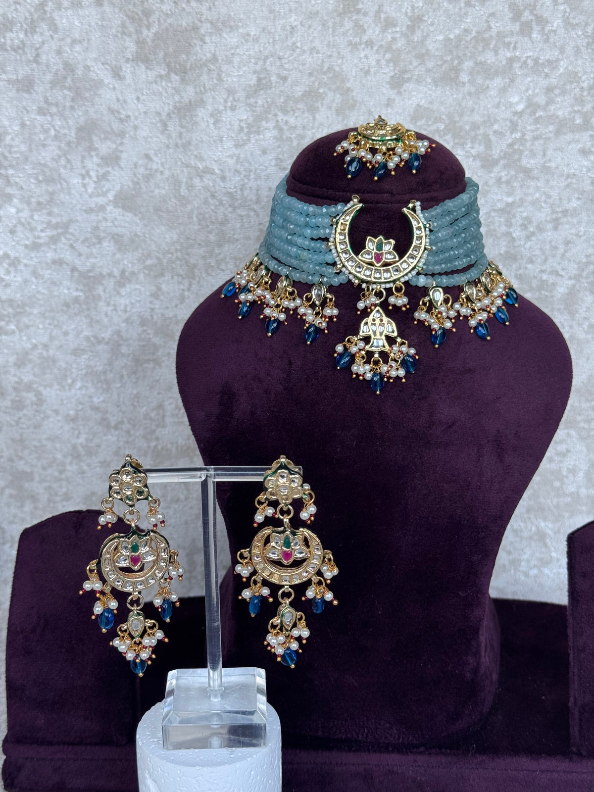 Devika - Kundan & Stone Bead Choker Set | The Tara Collection