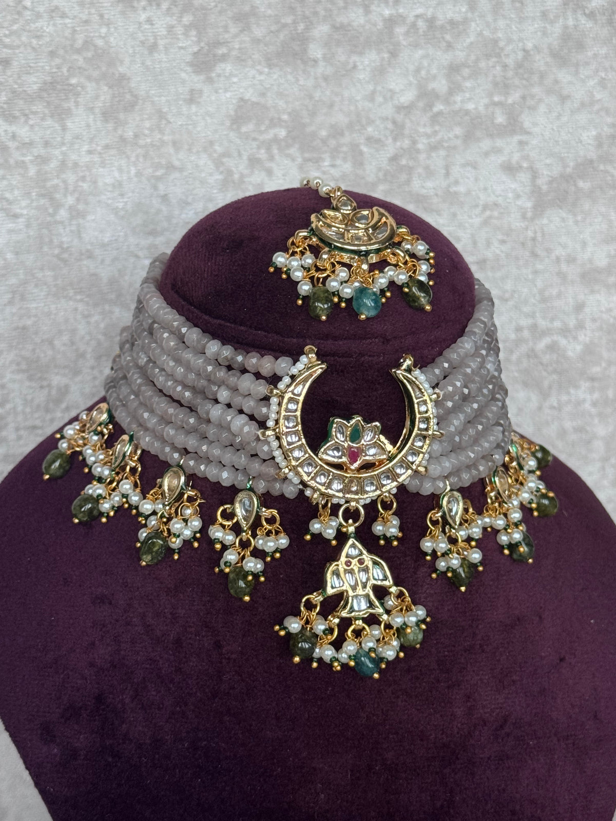 Devika - Kundan & Stone Bead Choker Set | The Tara Collection