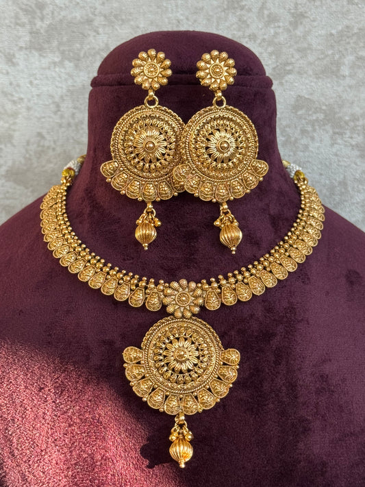 Elegant Gold Necklace Set | Necklace & Earrings