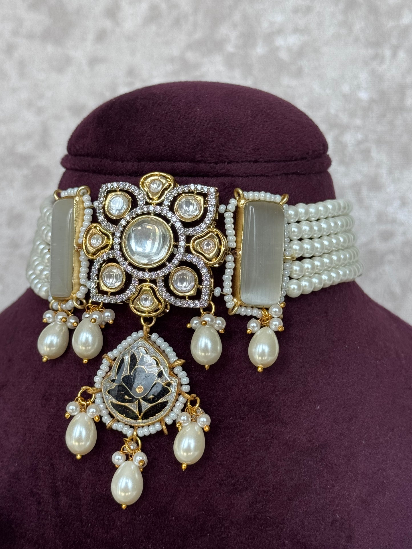 Pearl & Meenakari Choker Set | The Tara Collection
