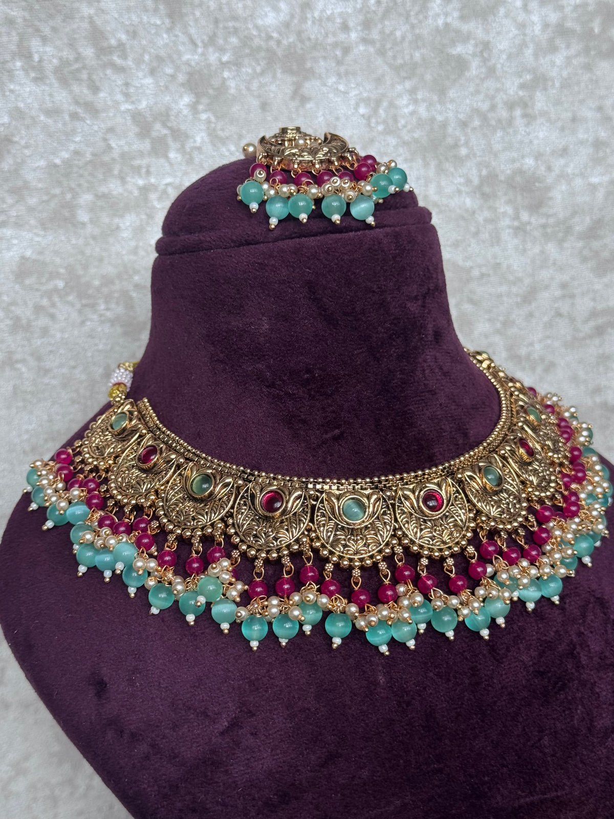 Sharvani - Antique Gold Choker Set | The Tara Collection