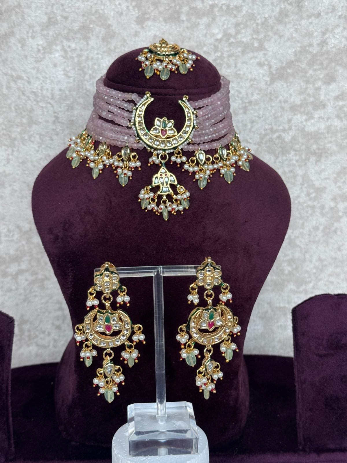 Devika - Kundan & Stone Bead Choker Set | The Tara Collection