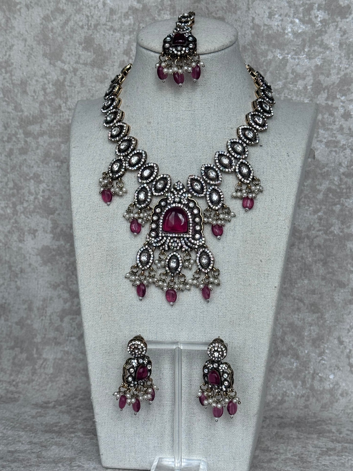 Pink Doublet Necklace Set | The Tara Collection