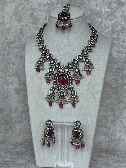 Pink Doublet Necklace Set | The Tara Collection