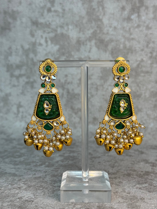 Ghungroo Carving Stone Earrings