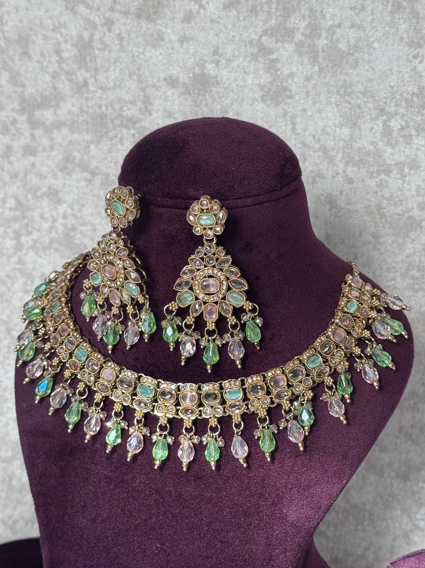 Champagne Gold Base Necklace Set | The Tara Collection