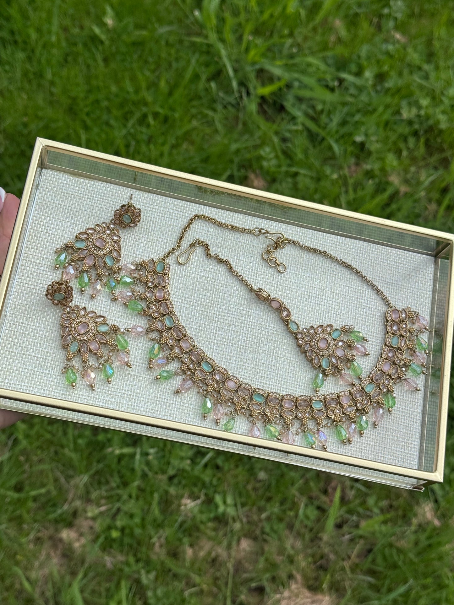 Champagne Gold Base Necklace Set | The Tara Collection