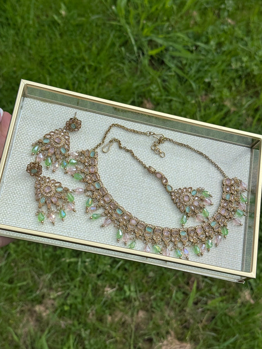 Champagne Gold Base Necklace Set | The Tara Collection