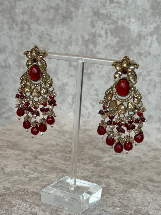 Polki Statement Oval Stone Earrings