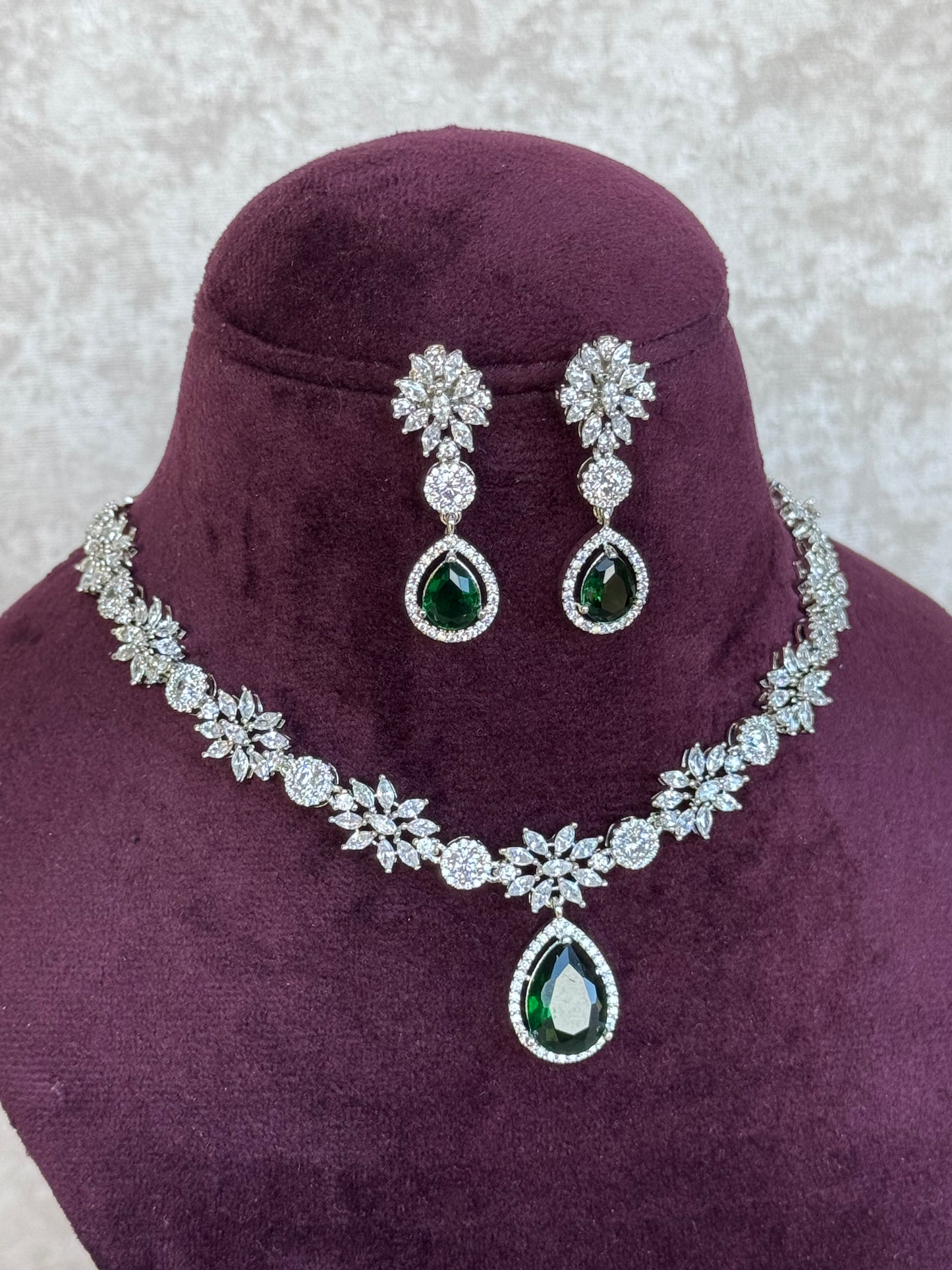 AD Floral Necklace Set | The Tara Collection