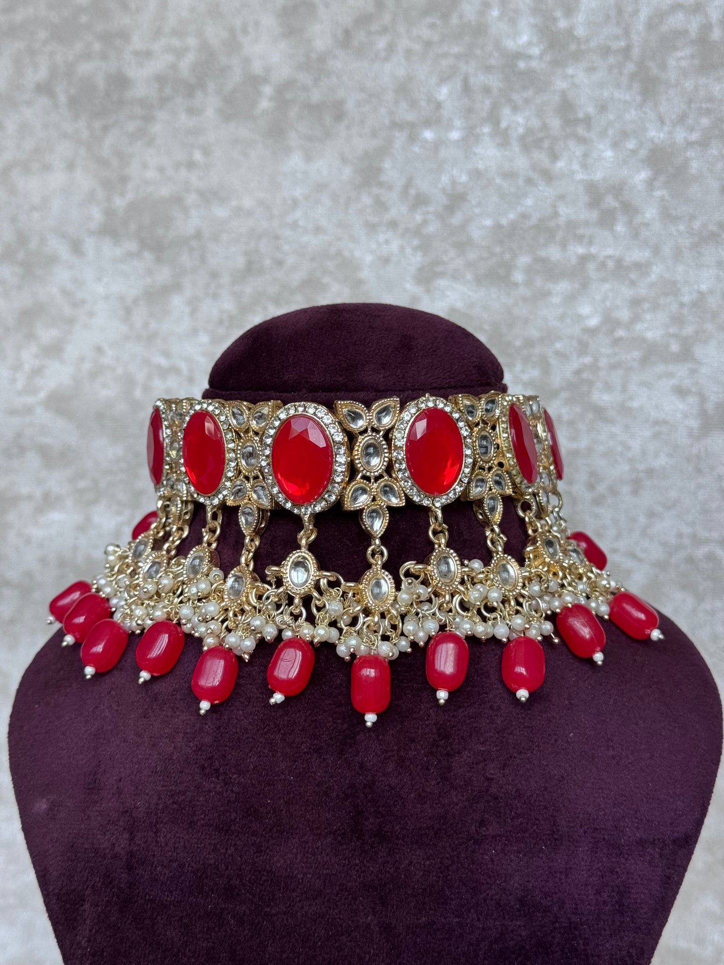 Red Choker Set | The Tara Collection